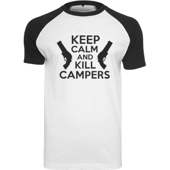 bjin94 Keep Calm and Kill Campers T-Shirt Raglan Tee white