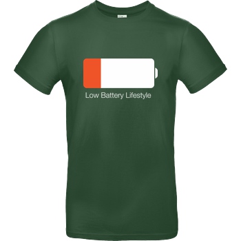 Geek Revolution Low Battery Lifestyle T-Shirt B&C EXACT 190 -  Bottle Green