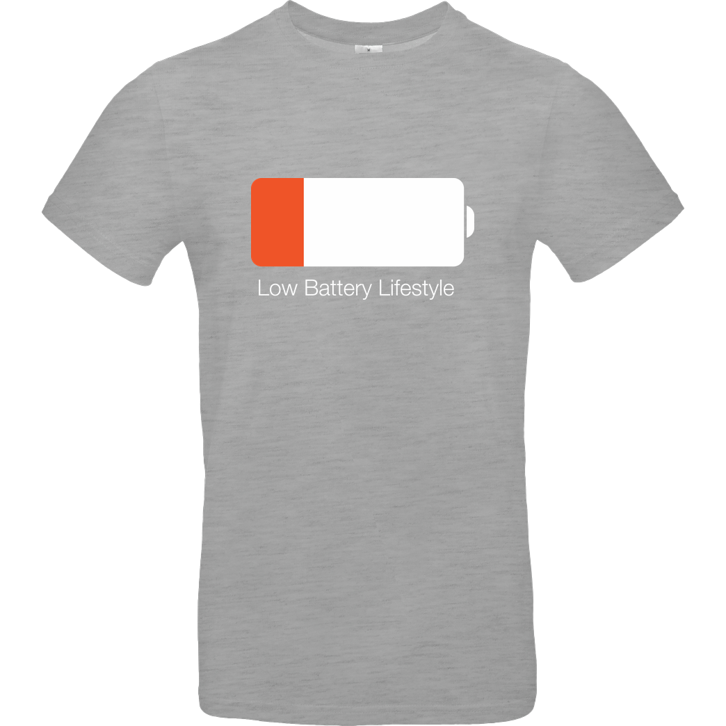 Geek Revolution Low Battery Lifestyle T-Shirt B&C EXACT 190 - heather grey