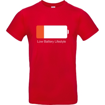 Geek Revolution Low Battery Lifestyle T-Shirt B&C EXACT 190 - Red