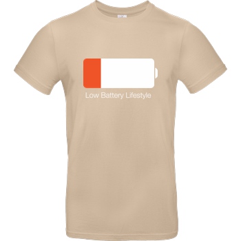 Geek Revolution Low Battery Lifestyle T-Shirt B&C EXACT 190 - Sand