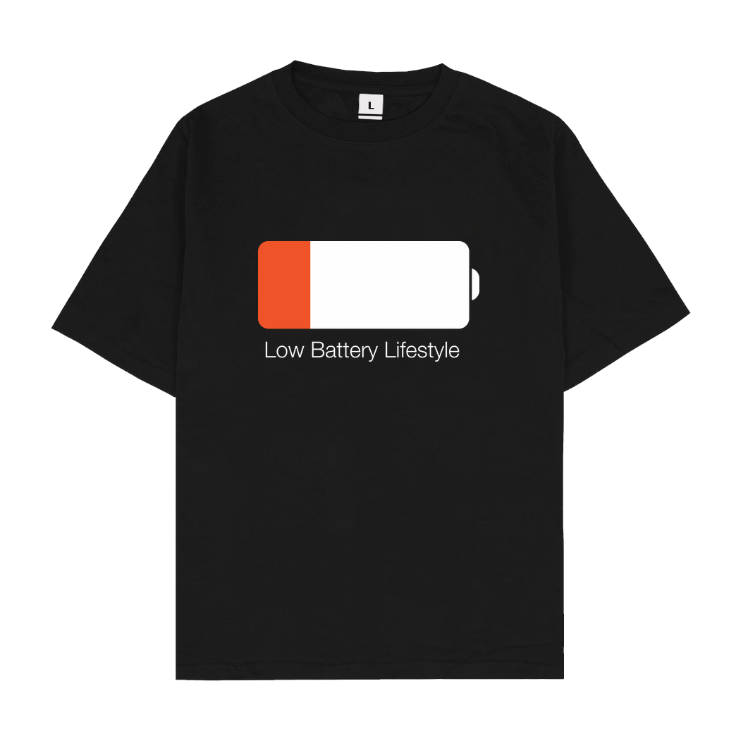 Geek Revolution Low Battery Lifestyle T-Shirt Oversize T-Shirt - Black