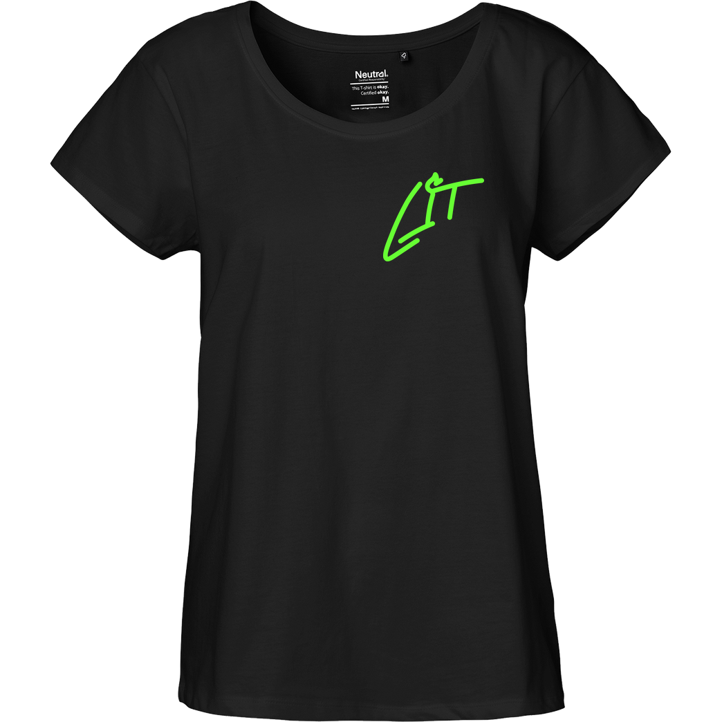 Lucas Lit LucasLit - Neon Glow Litty T-Shirt Fairtrade Loose Fit Girlie - black