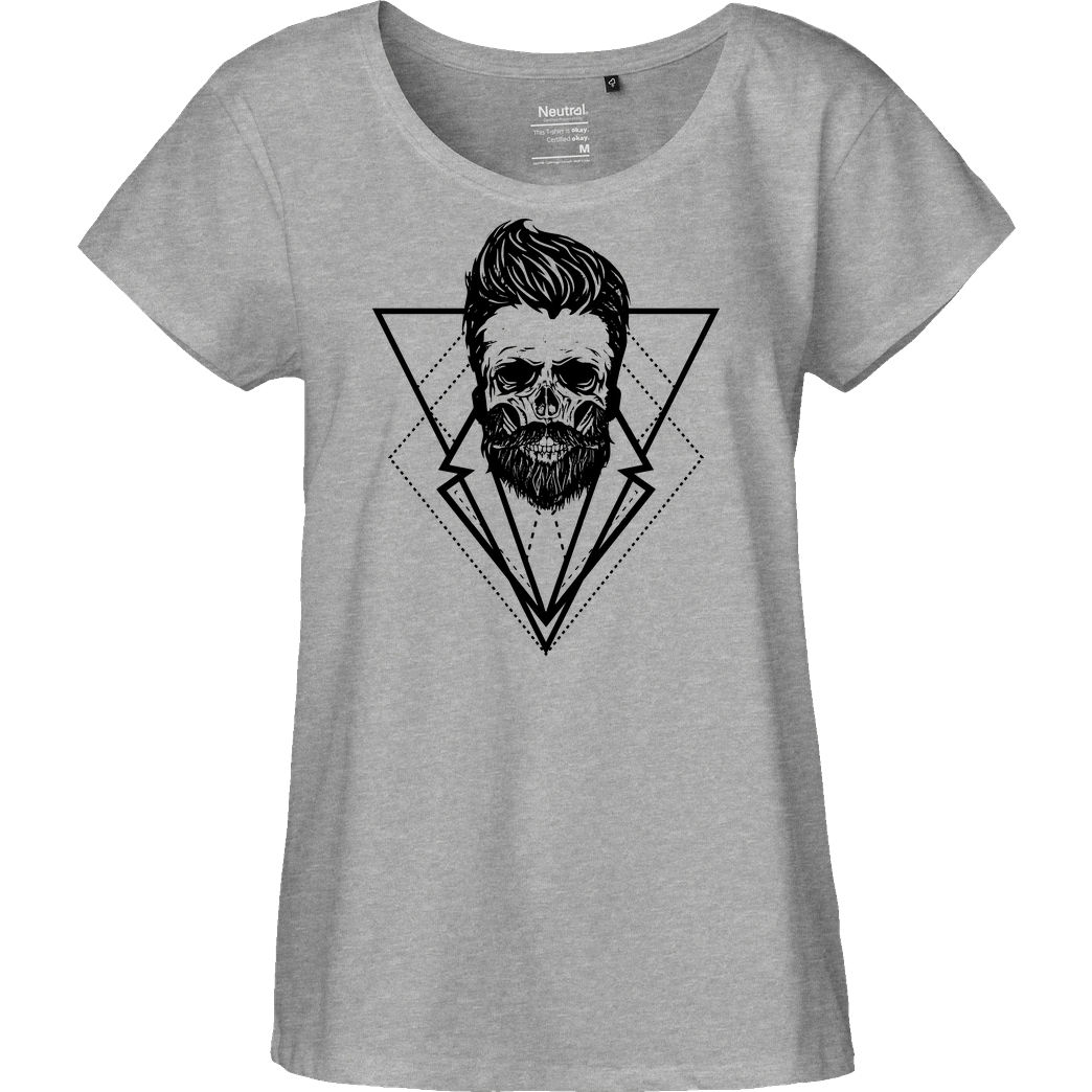 Mien Wayne Mien Wayne - Hipsterskull T-Shirt Fairtrade Loose Fit Girlie - heather grey