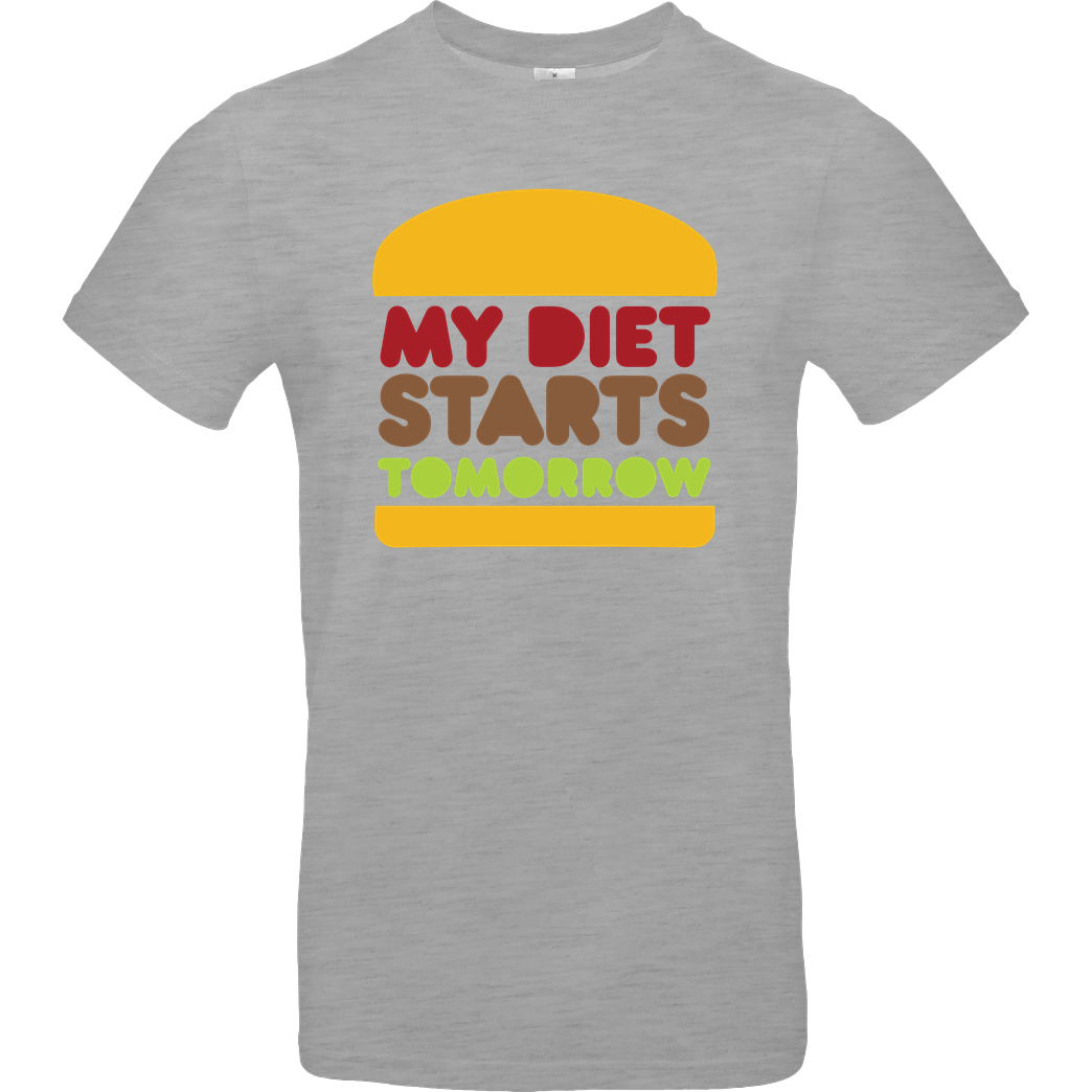 None my diet starts tomorrow T-Shirt B&C EXACT 190 - heather grey