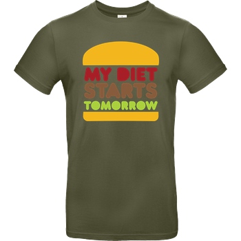 None my diet starts tomorrow T-Shirt B&C EXACT 190 - Khaki
