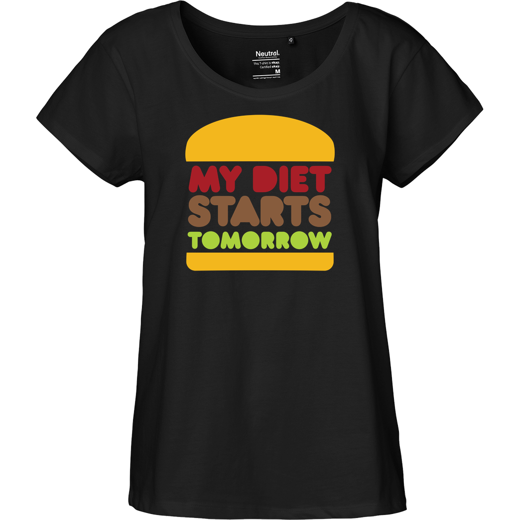 None my diet starts tomorrow T-Shirt Fairtrade Loose Fit Girlie - black