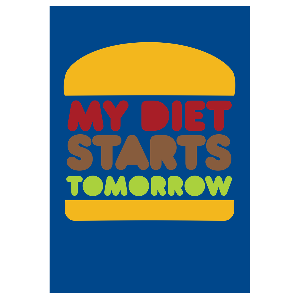 None my diet starts tomorrow Druck Art Print blue