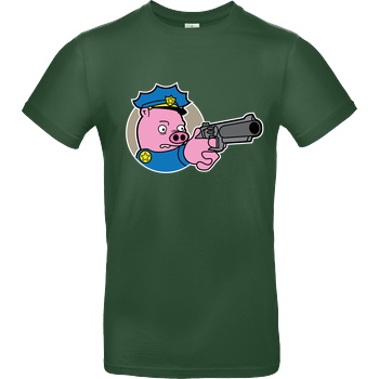 Geek Revolution Piggy Cop T-Shirt B&C EXACT 190 -  Bottle Green