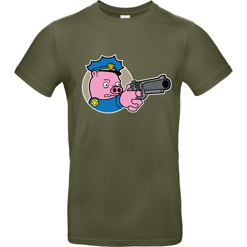 Geek Revolution Piggy Cop T-Shirt B&C EXACT 190 - Khaki
