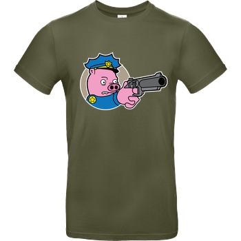 Geek Revolution Piggy Cop T-Shirt B&C EXACT 190 - Khaki