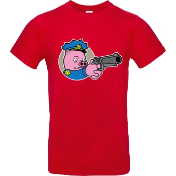 Geek Revolution Piggy Cop T-Shirt B&C EXACT 190 - Red
