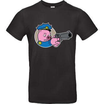 Geek Revolution Piggy Cop T-Shirt B&C EXACT 190 - Black