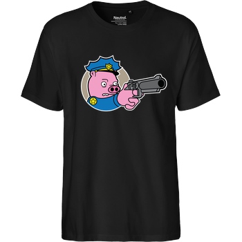 Geek Revolution Piggy Cop T-Shirt Fairtrade T-Shirt - black