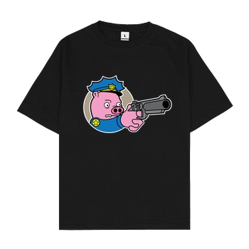 Geek Revolution Piggy Cop T-Shirt Oversize T-Shirt - Black