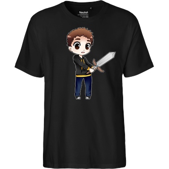 Poxari Poxari - Chibi mit Schwert T-Shirt Fairtrade T-Shirt - black