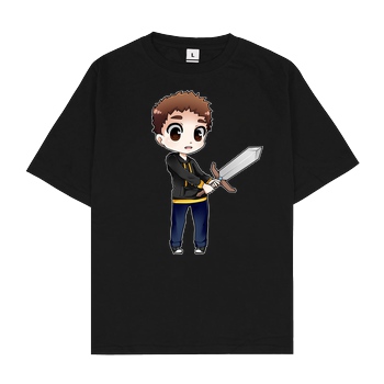 Poxari Poxari - Chibi mit Schwert T-Shirt Oversize T-Shirt - Black