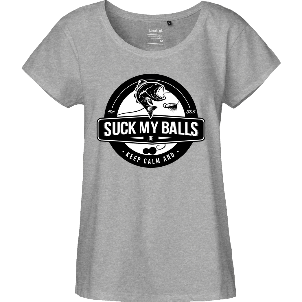 Suck My Balls SMB Logo T-Shirt Fairtrade Loose Fit Girlie - heather grey