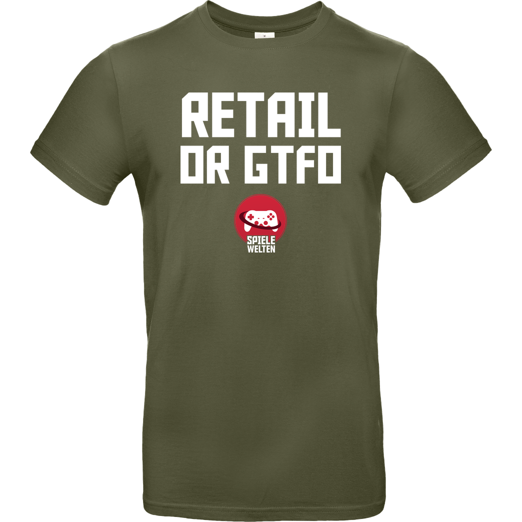 Spielewelten Spielewelten - Retail or GTFO T-Shirt B&C EXACT 190 - Khaki