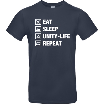 ScriptOase Unity-Life - Eat, Sleep, Repeat T-Shirt B&C EXACT 190 - Navy