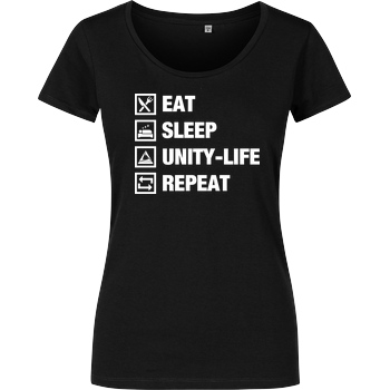ScriptOase Unity-Life - Eat, Sleep, Repeat T-Shirt Girlshirt schwarz