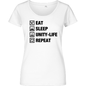 ScriptOase Unity-Life - Eat, Sleep, Repeat T-Shirt Girlshirt weiss