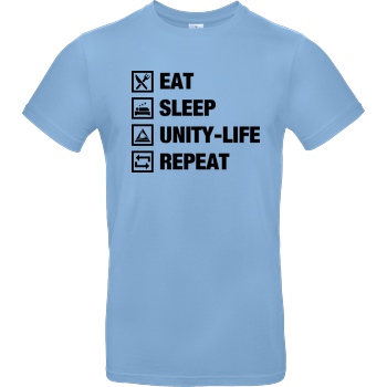 ScriptOase Unity-Life - Eat, Sleep, Repeat T-Shirt B&C EXACT 190 - Sky Blue