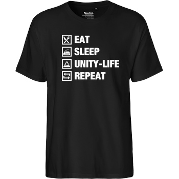 ScriptOase Unity-Life - Eat, Sleep, Repeat T-Shirt Fairtrade T-Shirt - black