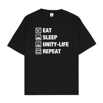 ScriptOase Unity-Life - Eat, Sleep, Repeat T-Shirt Oversize T-Shirt - Black