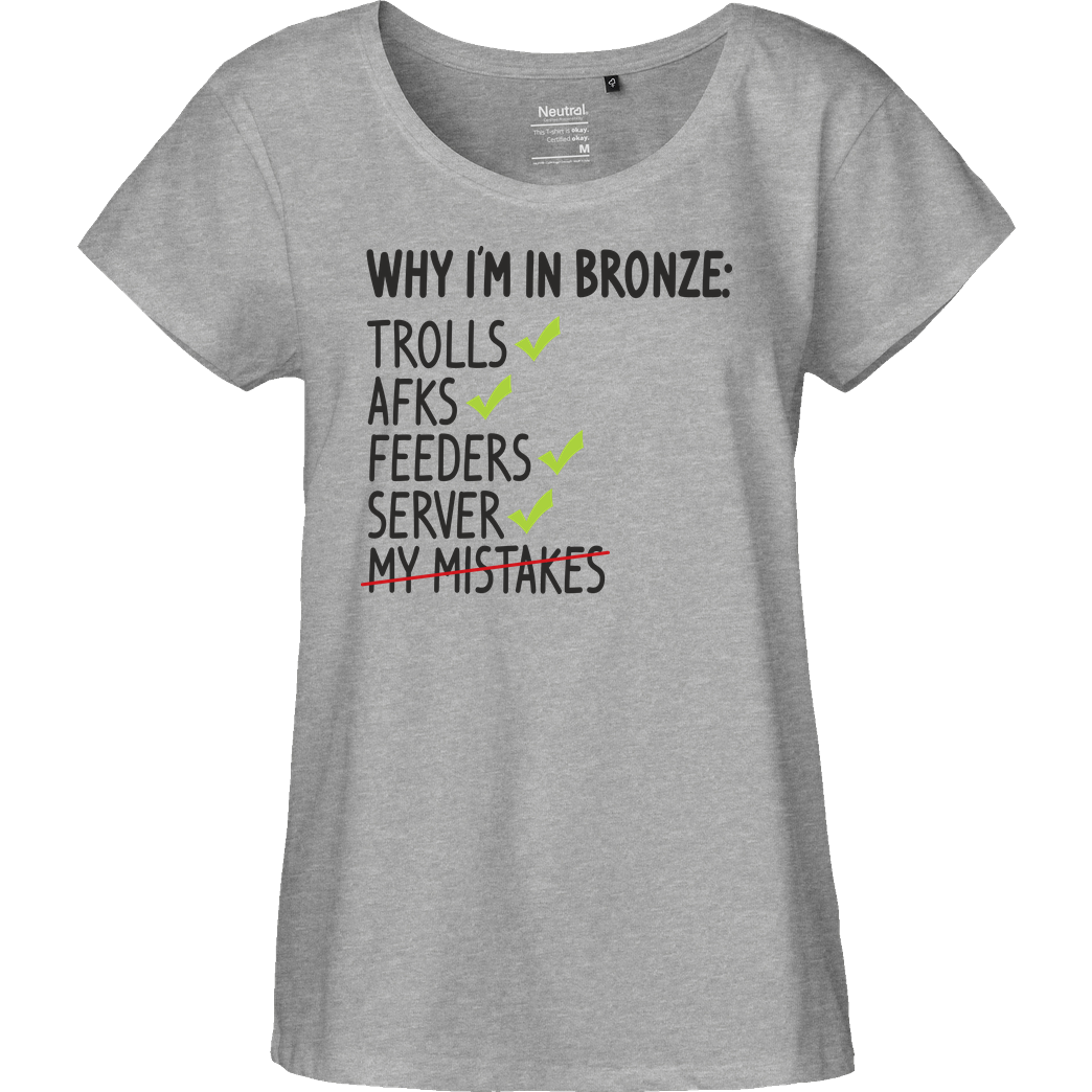 IamHaRa Why i'm bronze T-Shirt Fairtrade Loose Fit Girlie - heather grey