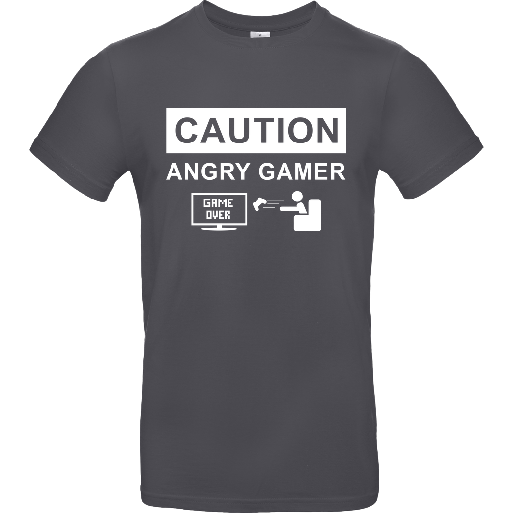 bjin94 Caution! Angry Gamer T-Shirt B&C EXACT 190 - Gris oscuro