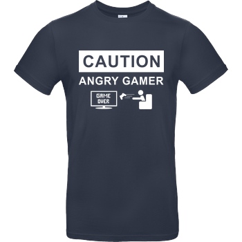 bjin94 Caution! Angry Gamer T-Shirt B&C EXACT 190 - Azul Oscuro