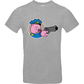 Geek Revolution Piggy Cop T-Shirt B&C EXACT 190 - heather grey