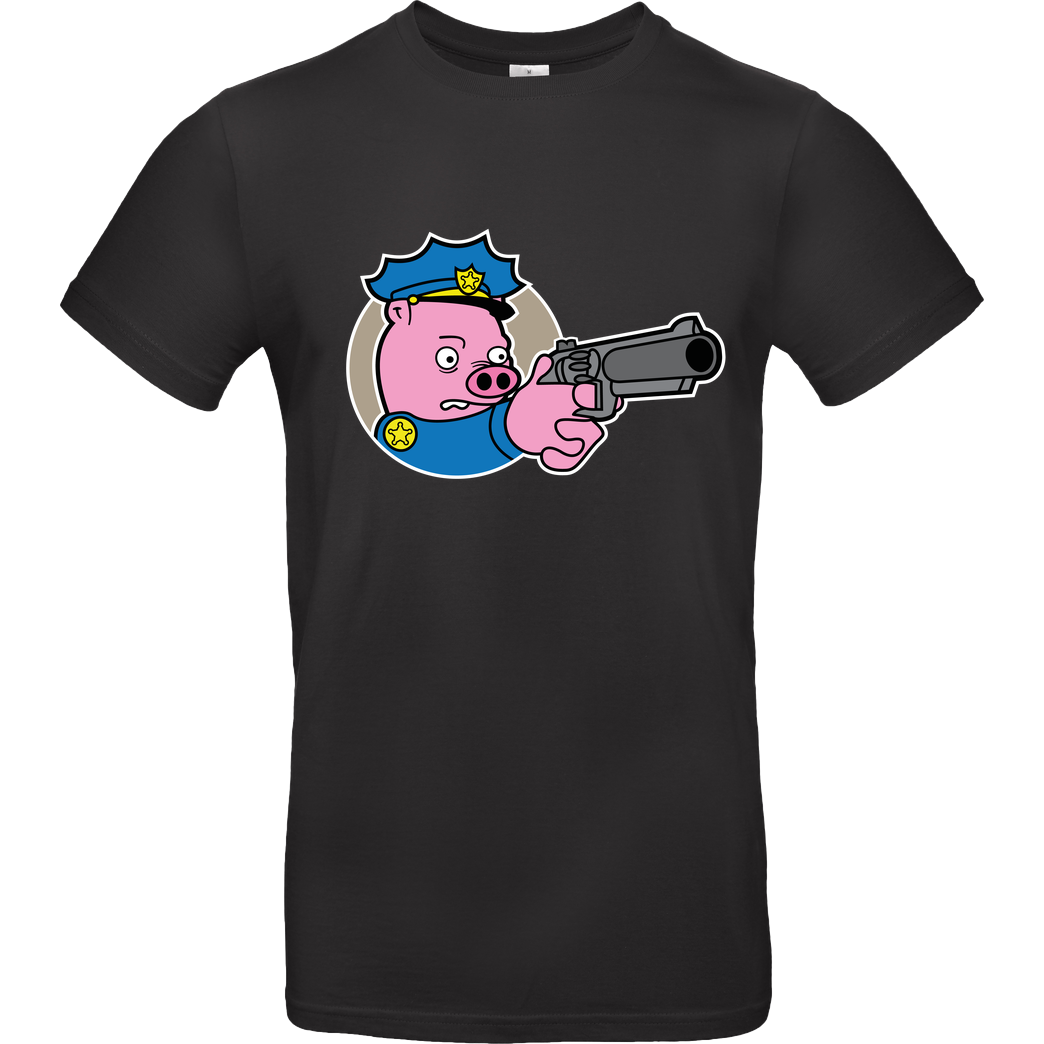 Geek Revolution Piggy Cop T-Shirt B&C EXACT 190 - Negro