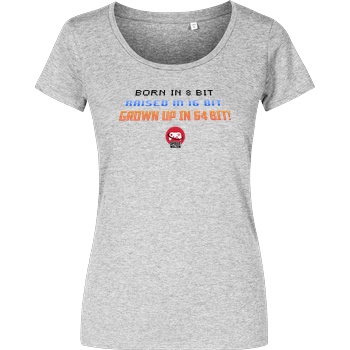 Spielewelten Spielewelten - Born in 8 Bit T-Shirt Damenshirt heather grey