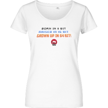 Spielewelten Spielewelten - Born in 8 Bit T-Shirt Damenshirt weiss