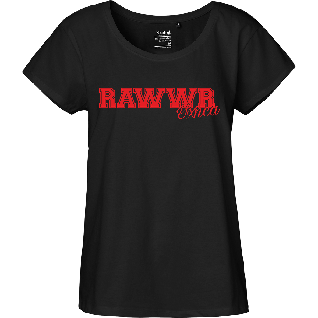 Yxnca Yxnca - RAWWR T-Shirt Fairtrade Loose Fit Girlie - black