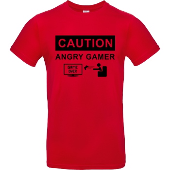 bjin94 Caution! Angry Gamer T-Shirt B&C EXACT 190 - Rouge