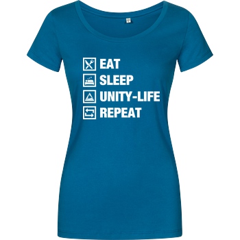 ScriptOase Unity-Life - Eat, Sleep, Repeat T-Shirt Girlshirt petrol